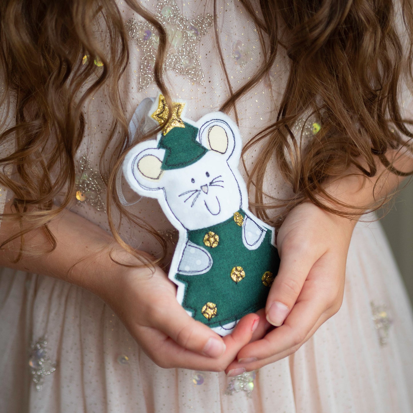 Girl Friday Emboridery Christmas Tree Mouse - Noelle Sprucewhisker, Personalised Christmas Decoration
