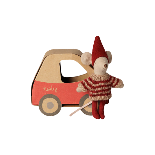 Maileg Christmas mouse, Little sister in car box
