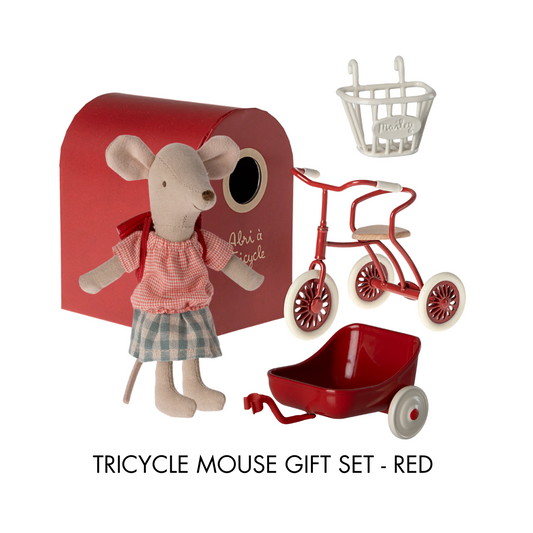 Maileg Tricycle Mouse Gift Set - Red