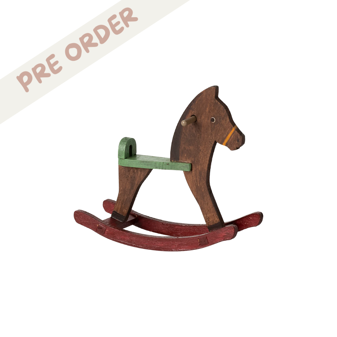 Maileg Rocking horse, Mouse - Dark brown - Maileg SS25 preorder item