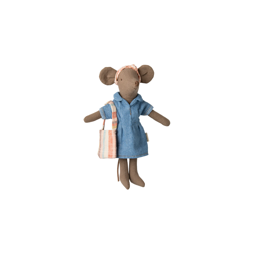 Maileg Denim dress and bag for a Maileg Mum mouse dress up, Maileg mouse 