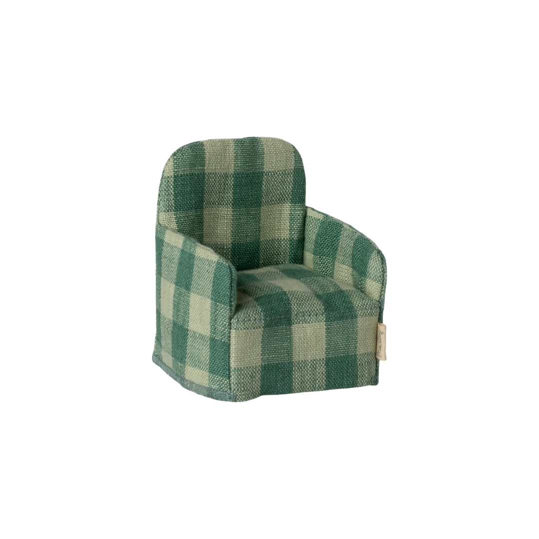 Maileg Folding chair, Mouse - Green check