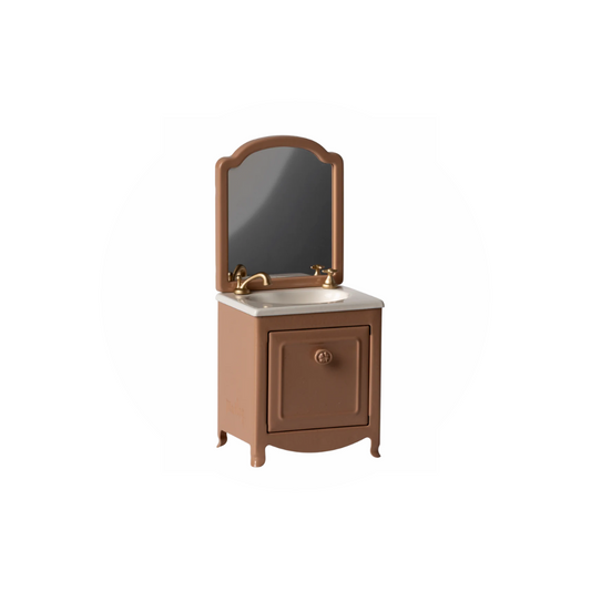 Maileg Mouse Sink Dresser with mirror, dark powder