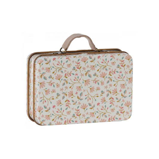 Maileg Merle pink travel tin suitcase, pink floral print