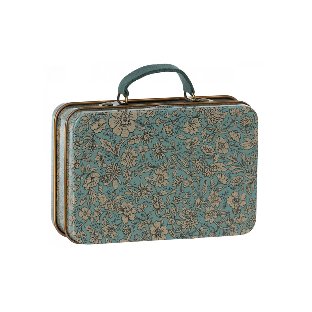 Maileg blossom blue green tin suitcase