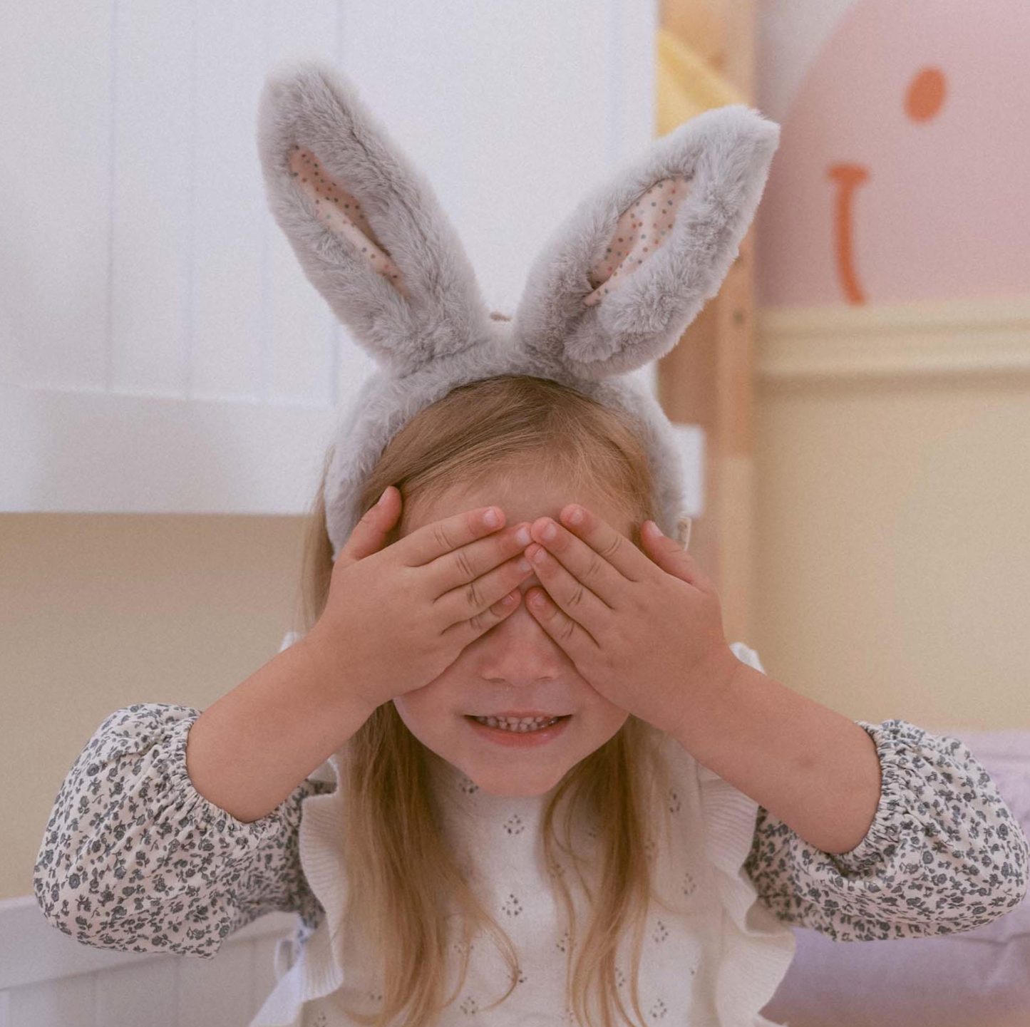 Olli Ella Fluffle Bunny Ear Headband - Smoke
