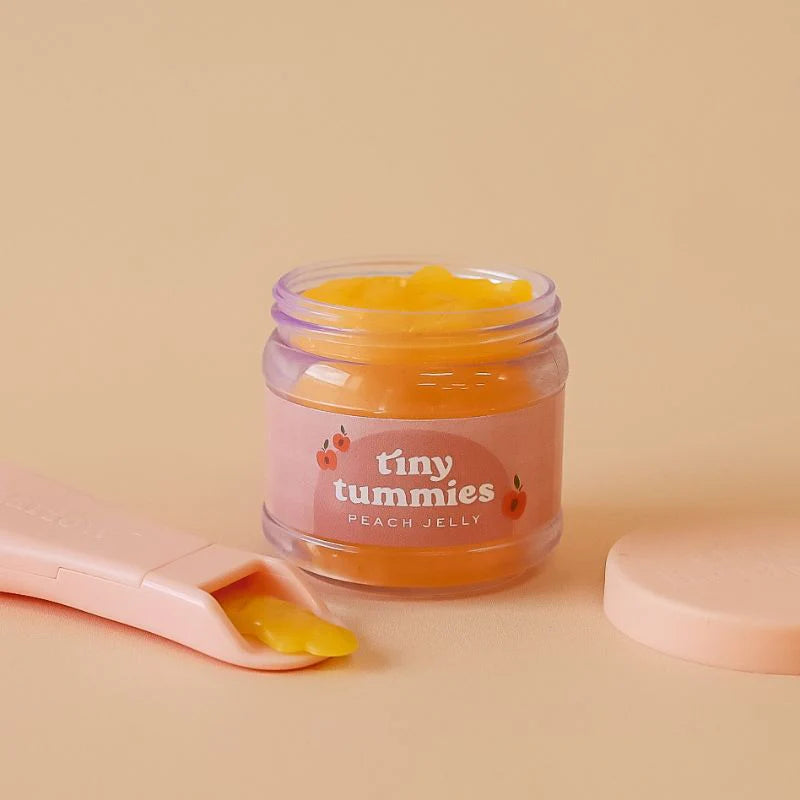 Tiny Harlow Tiny Tummies Peach Jelly Food Jar & Spoon Set