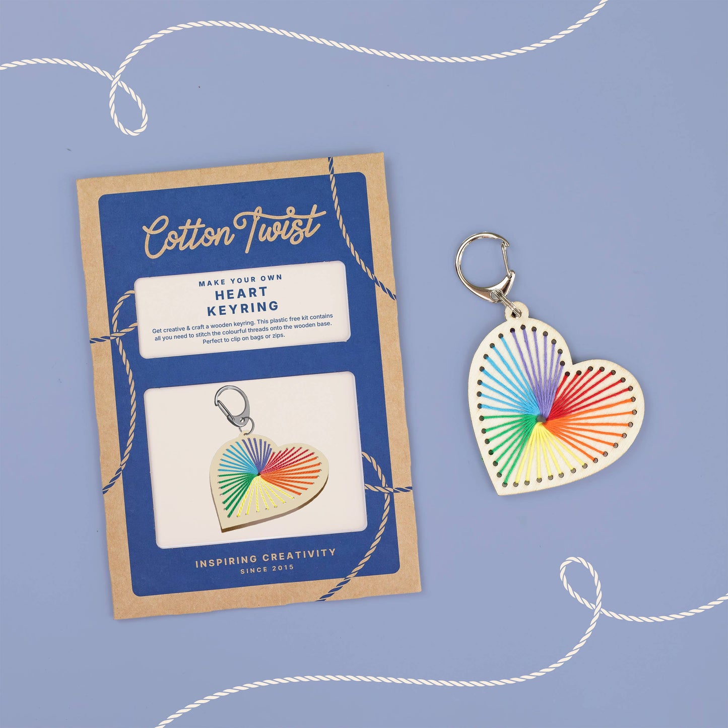 Cotton Twist (WE PREPAY ALL USA DUTIES) - Heart Keyring Craft Kit