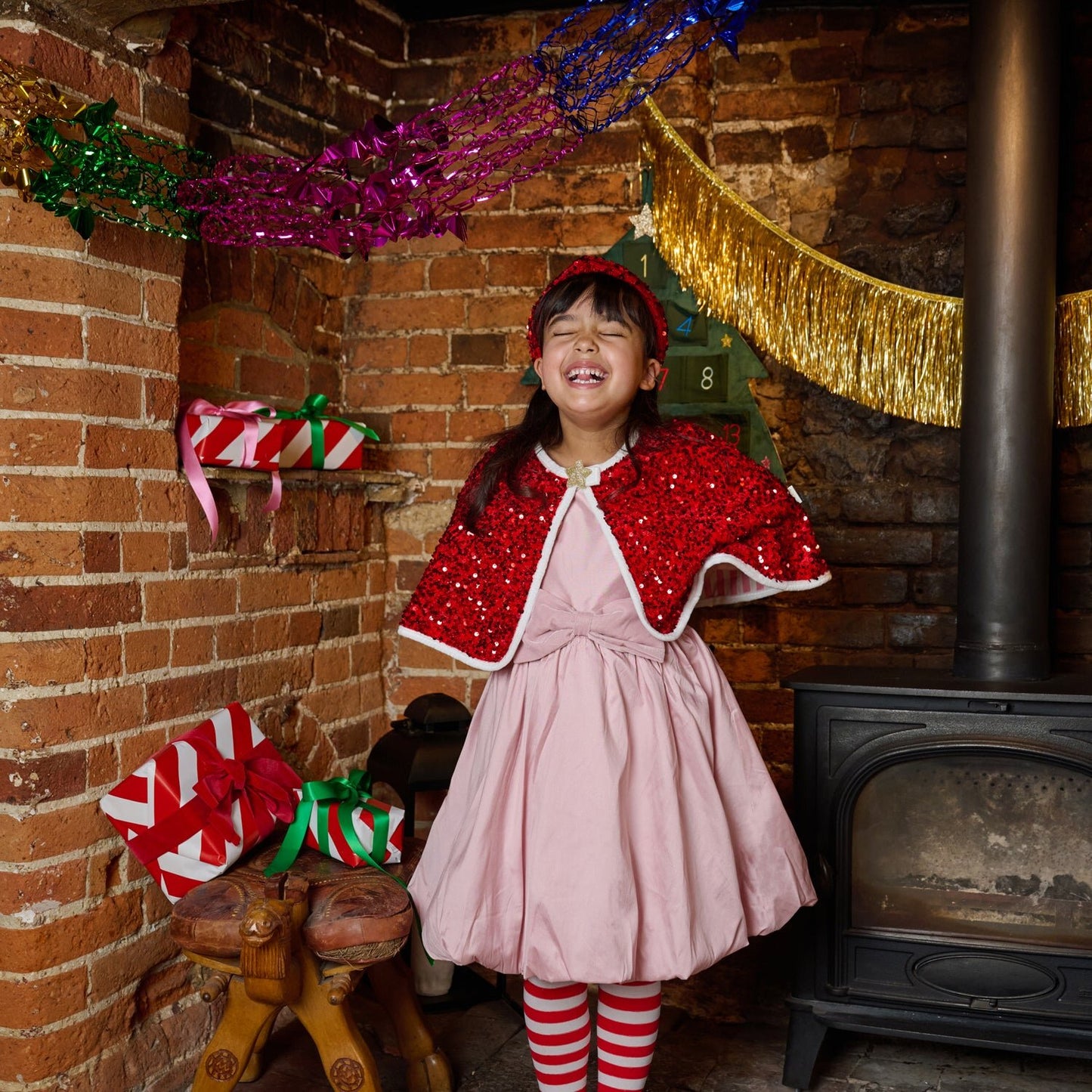 Rockahula Jolly Santa Sequin Velvet Cape (3-10 Years)