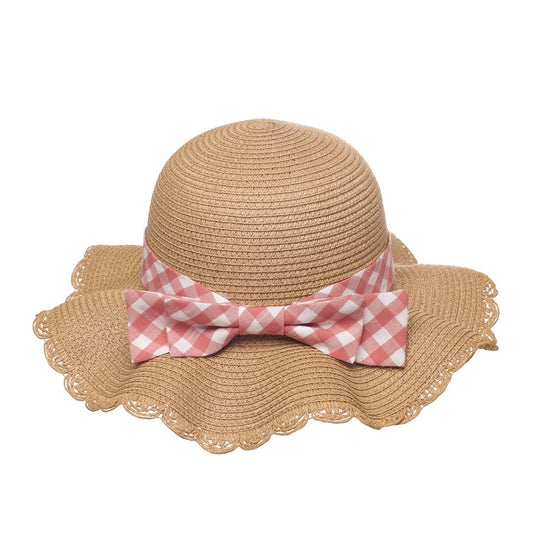 Rockahula Gingham Bow Scalloped Straw Sun Hat 3-6 Years