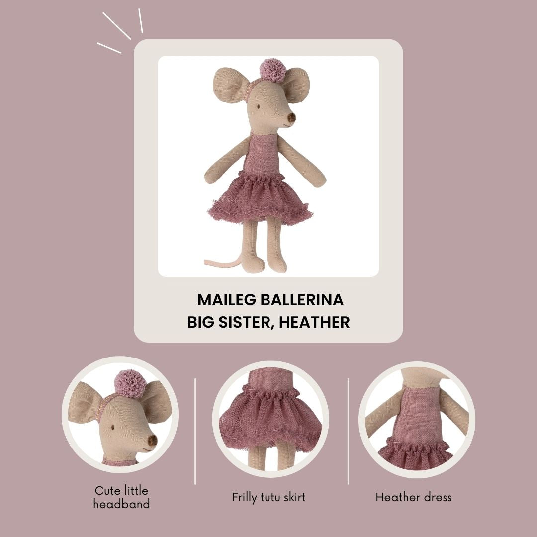 Maileg Ballerina mouse, Big sister - Heather