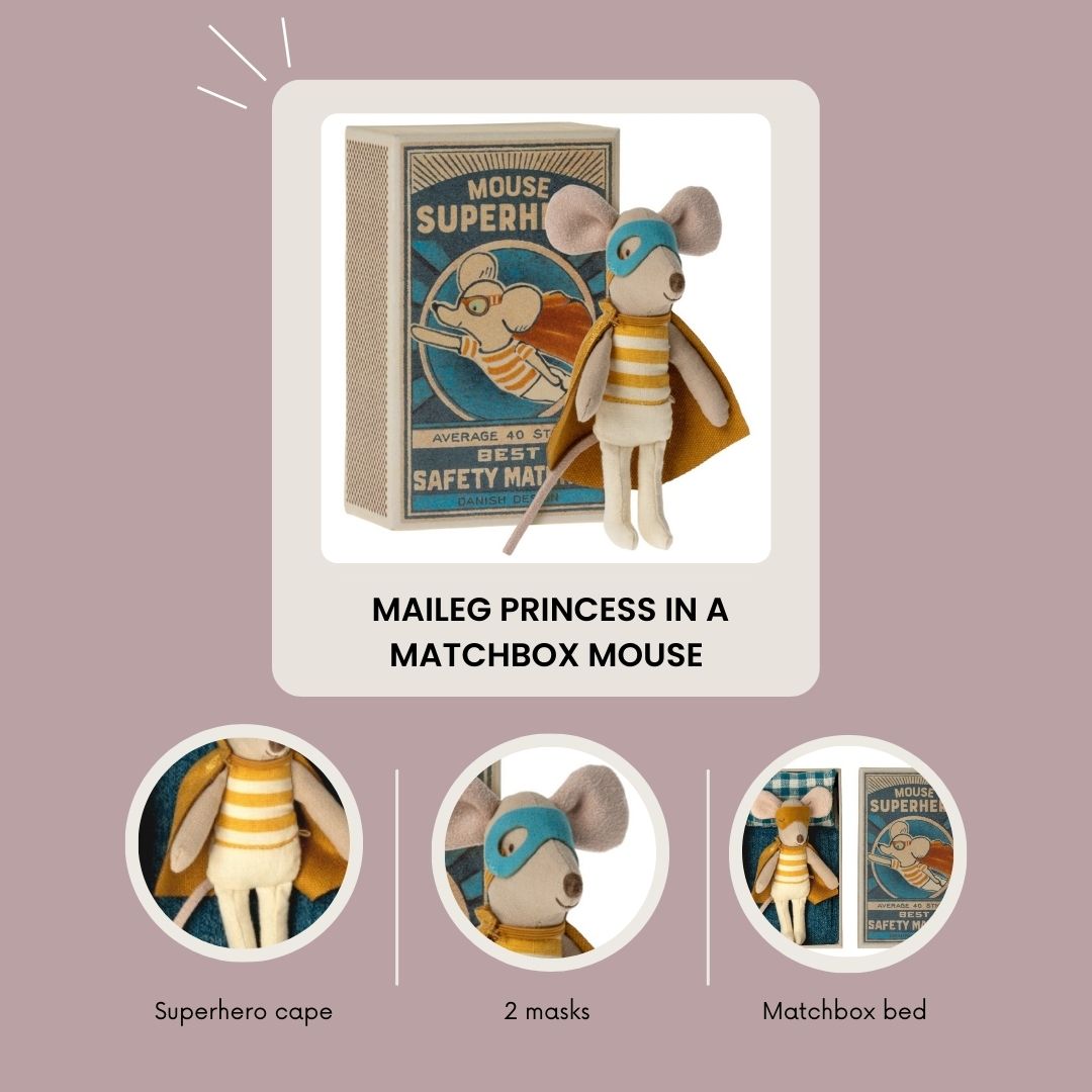 Maileg Mouse Superhero in a Matchbox