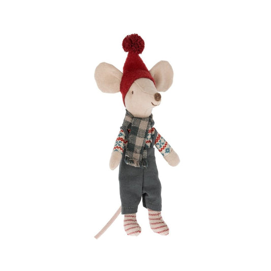 Maileg big brother Christmas mouse in dungarees 