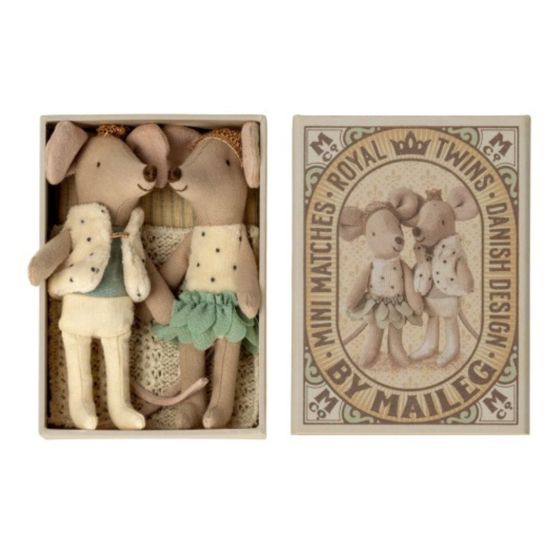 Maileg royal twins in a matchbox mouse toy